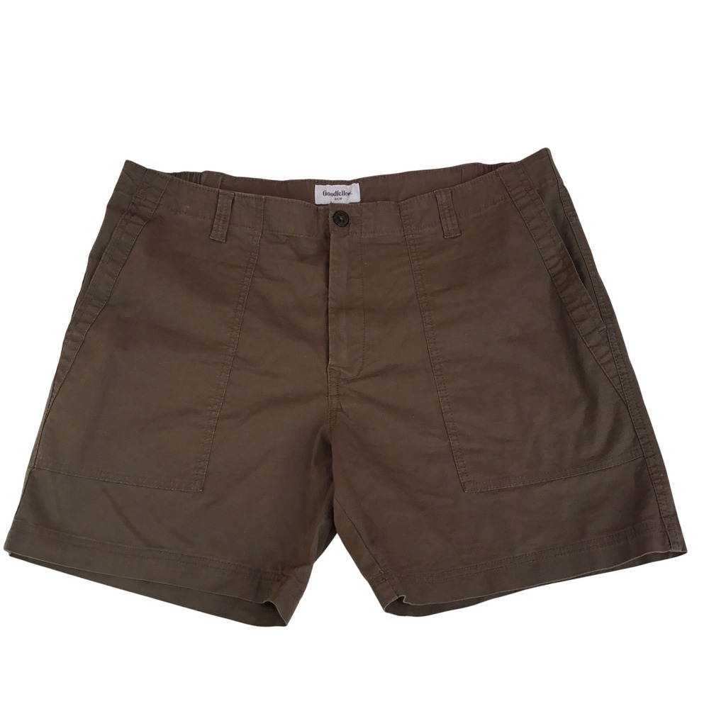 Goodfellow & Co Mens Brown Utility Cargo Shorts Size L Elastic Waist‎ Cotton